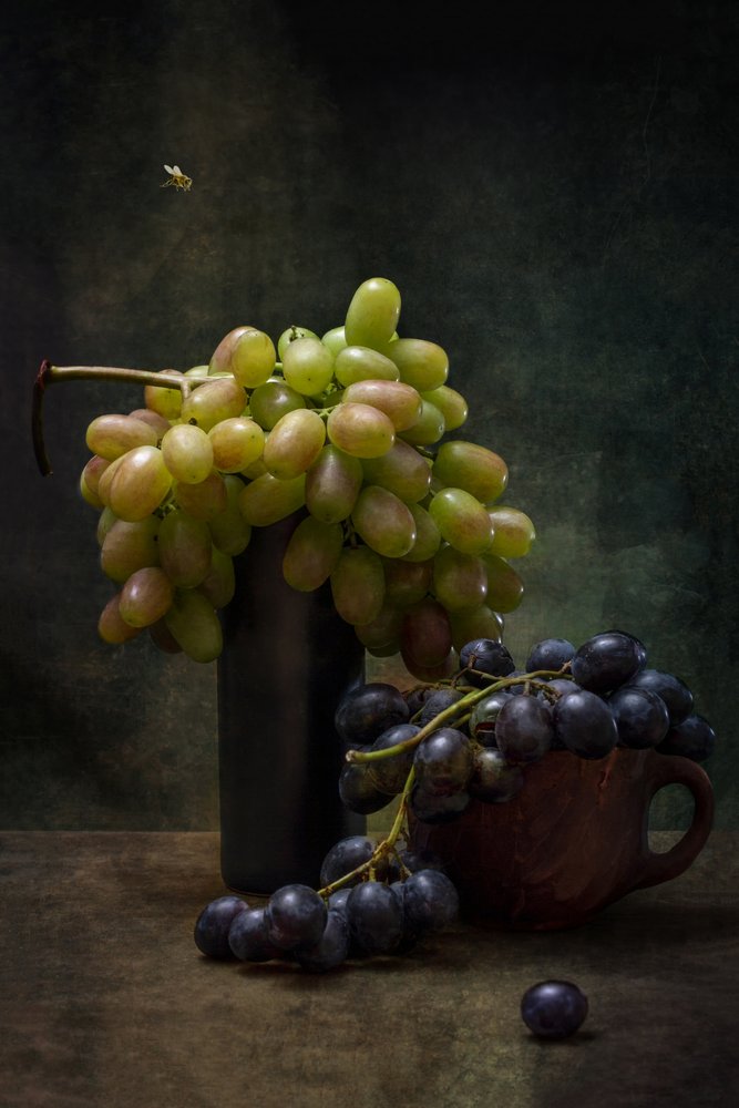 Uvas escuras e abelha de Brig Barkow