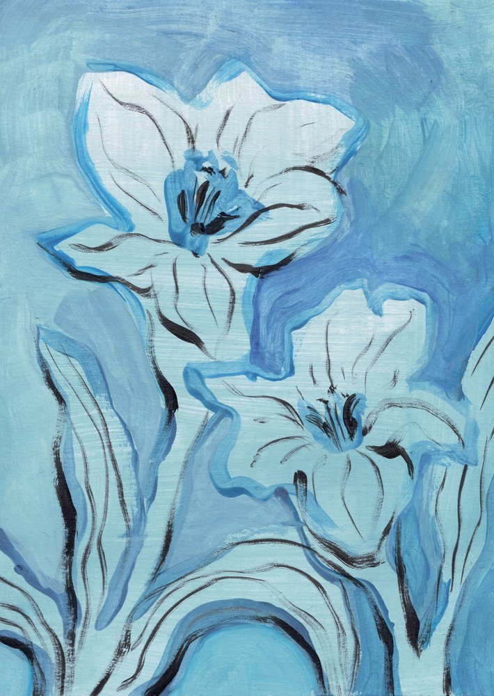 Flores azuis abstratas de Catalina Somolinos