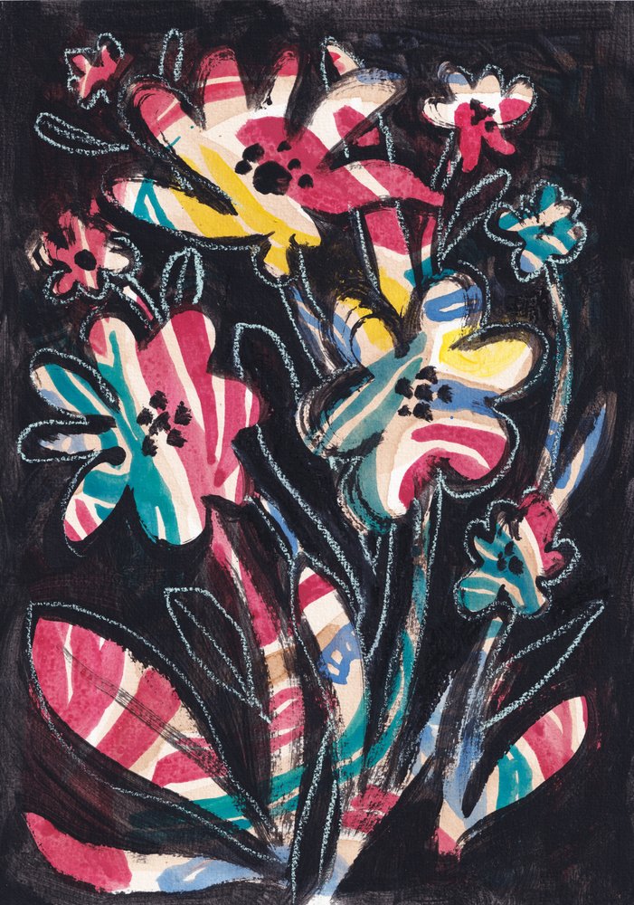 Flores com riscas coloridas de Catalina Somolinos