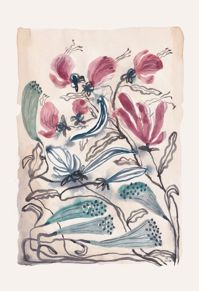 Plantas em tons de rosa e azul-turquesa de Catalina Somolinos