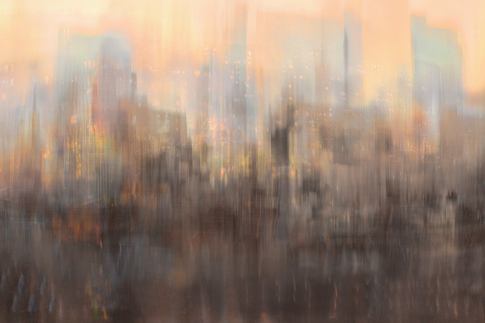 Paisagem urbana abstrata ao pôr do sol de Christina Sillen
