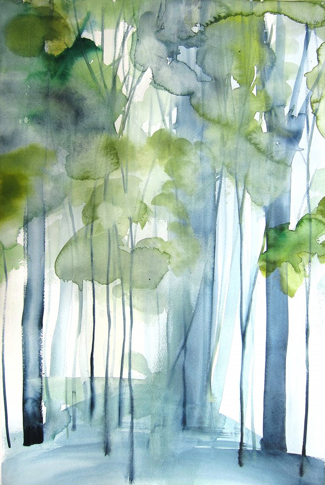 Floresta Verde Envolvida em Nevoeiro de Christine Lindstrom