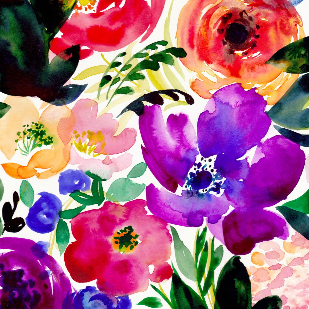 Flores vibrantes em aguarela de Christine Lindstrom