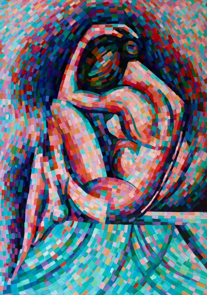 Mulher Contemplativa em Mosaico de Corné Akkers