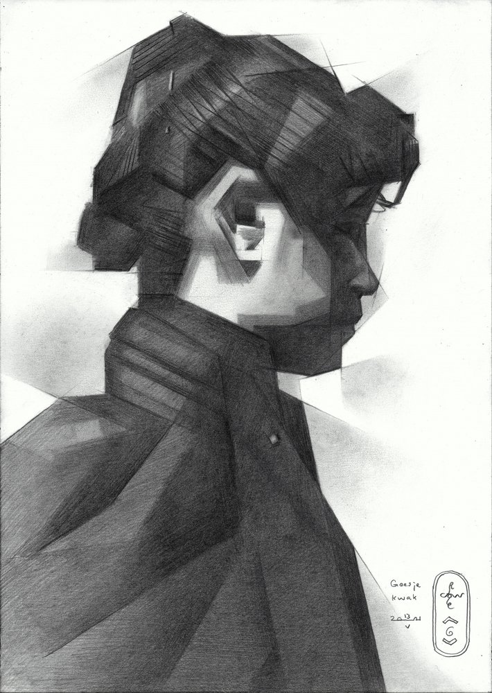 Perfil geométrico de uma mulher de Corné Akkers