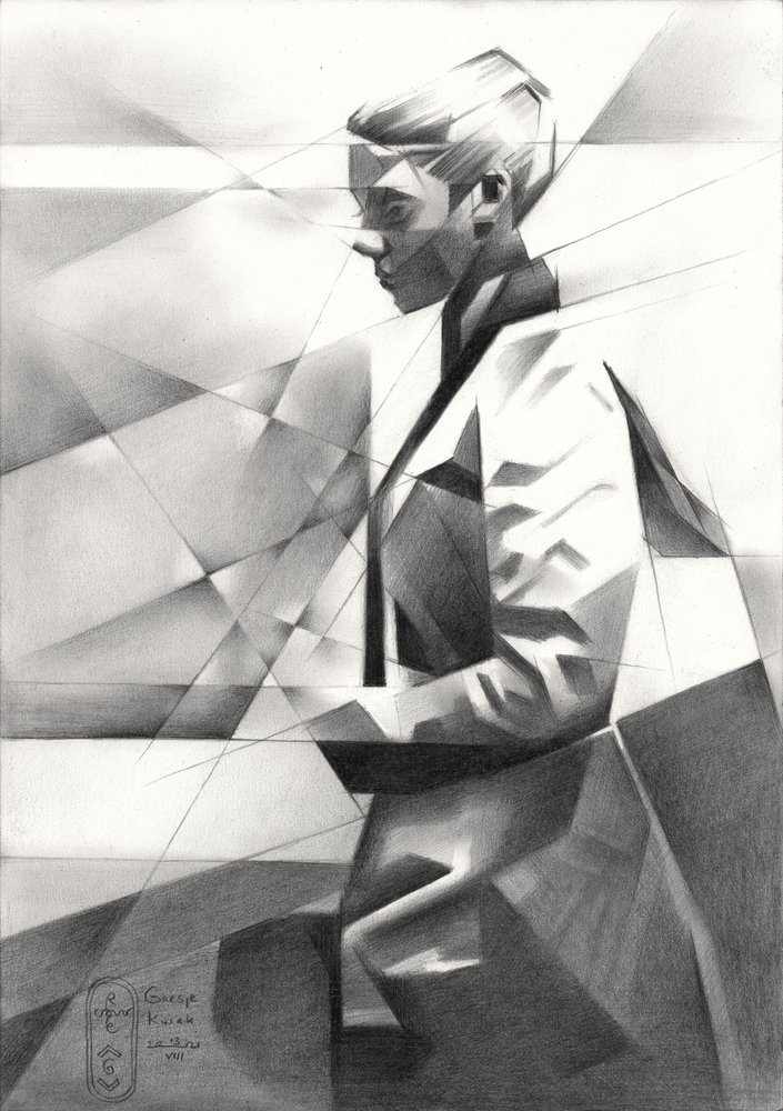 Retrato geométrico moderno de Corné Akkers