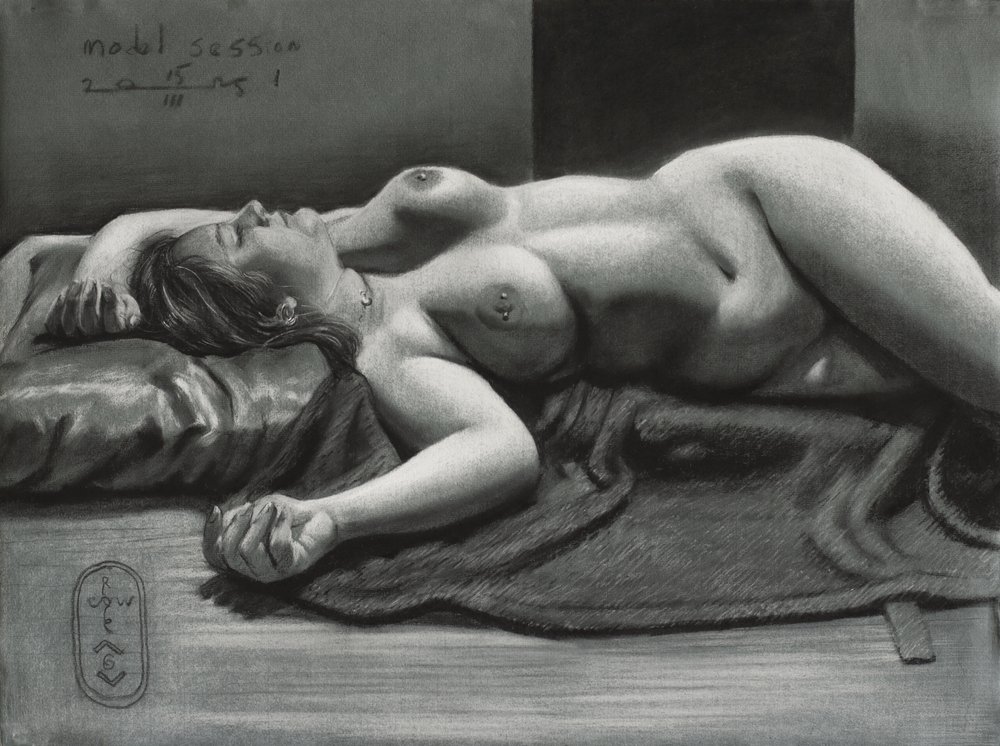 Desenho realista a carvão de Corné Akkers