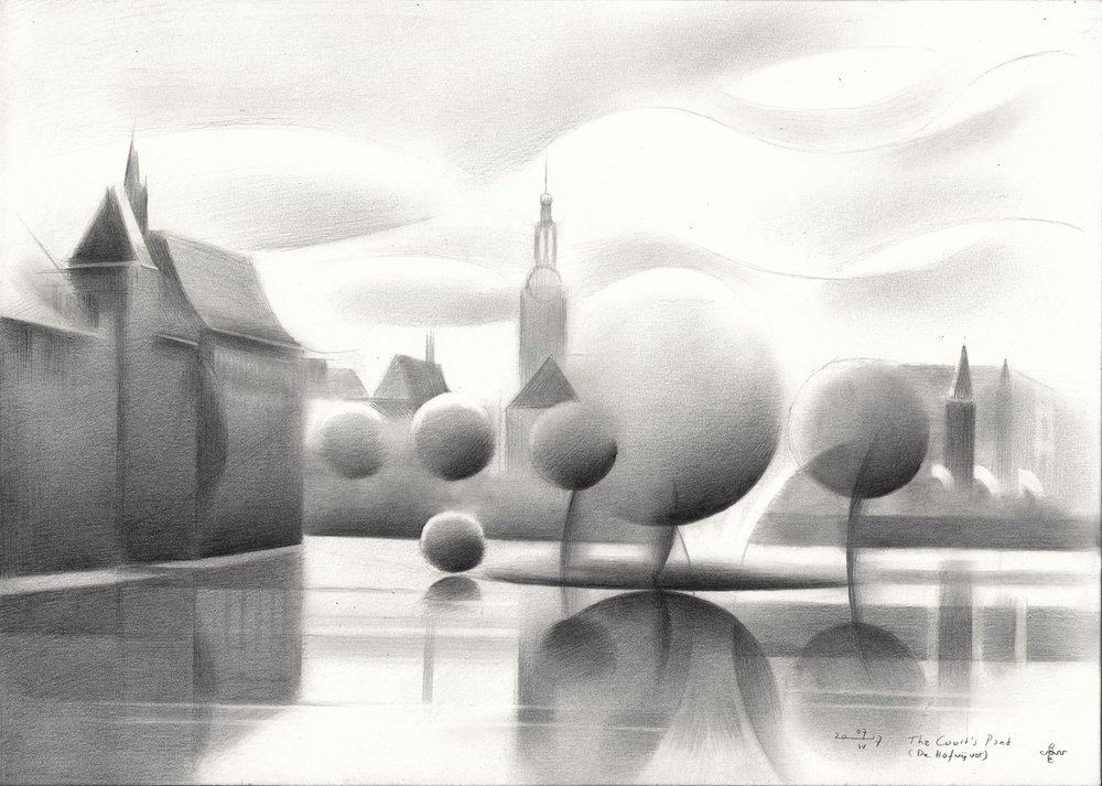 Reflexões sobre uma paisagem urbana surreal de Corné Akkers