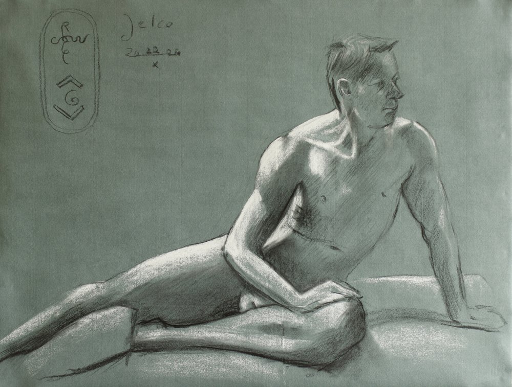 Estudo de uma figura masculina pensativa de Corné Akkers