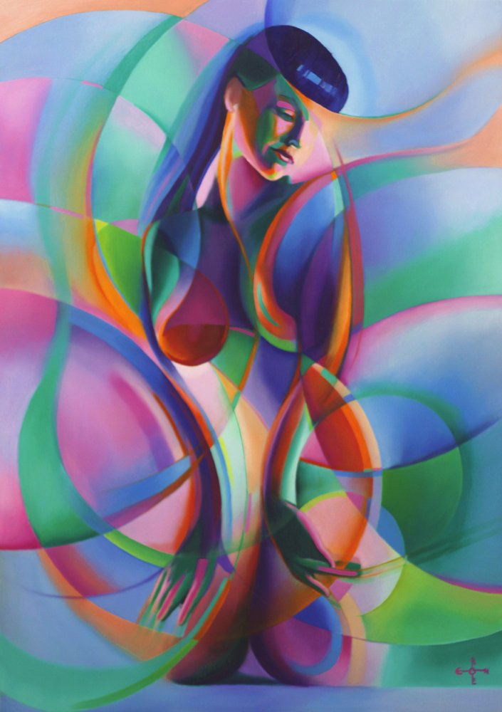 Mulher Abstrata Vibrante de Corné Akkers