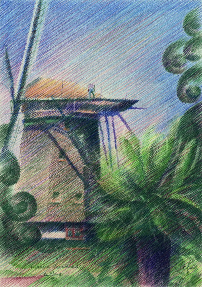 Desenho da Vista do Moinho de Vento de Corné Akkers