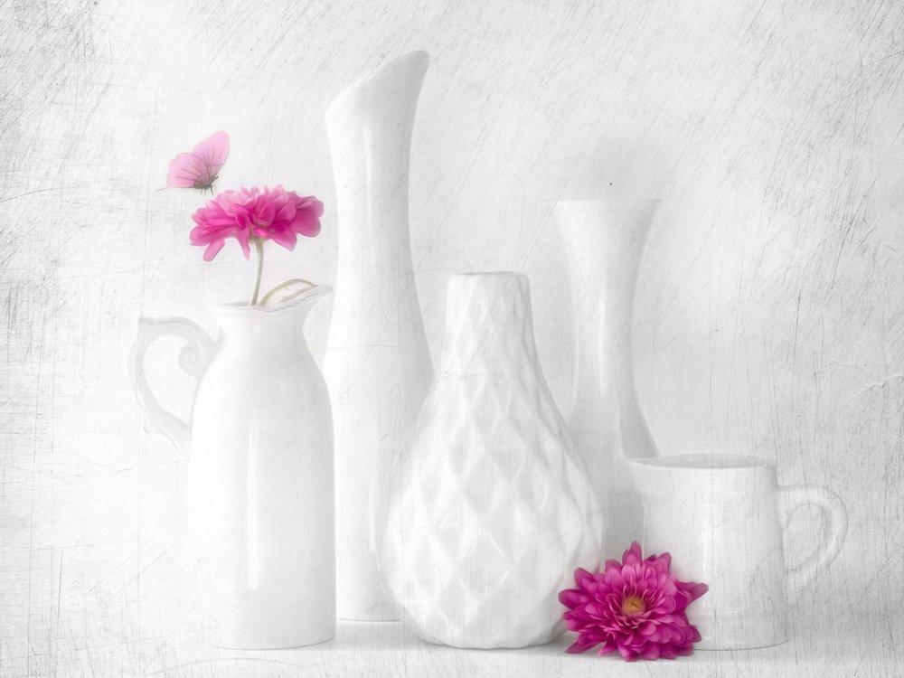 Flores cor-de-rosa em vasos brancos de Cristiano Giani