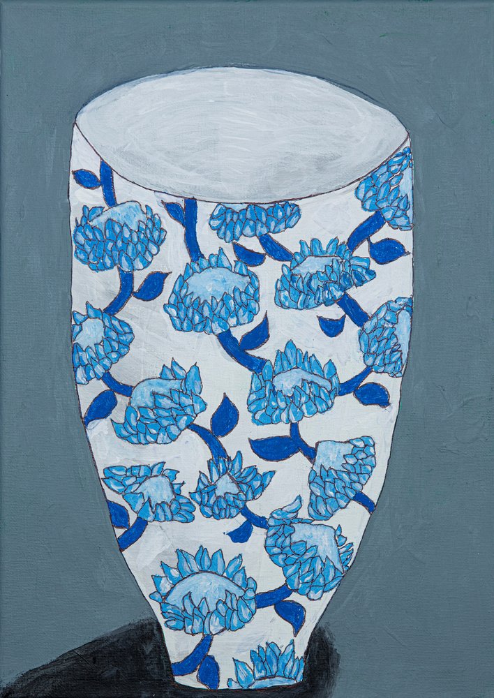 Vaso floral azul de Dale Hefer & Family