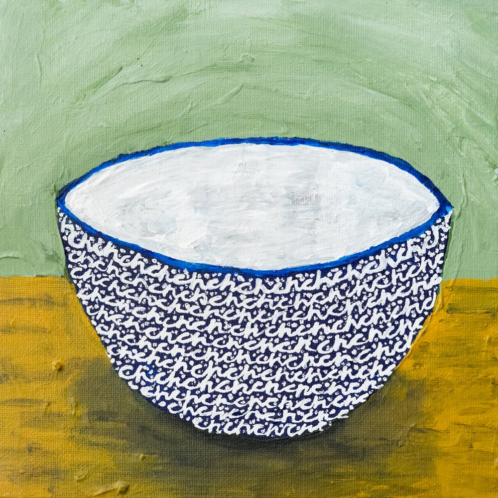 Taça azul com motivos de Dale Hefer & Family