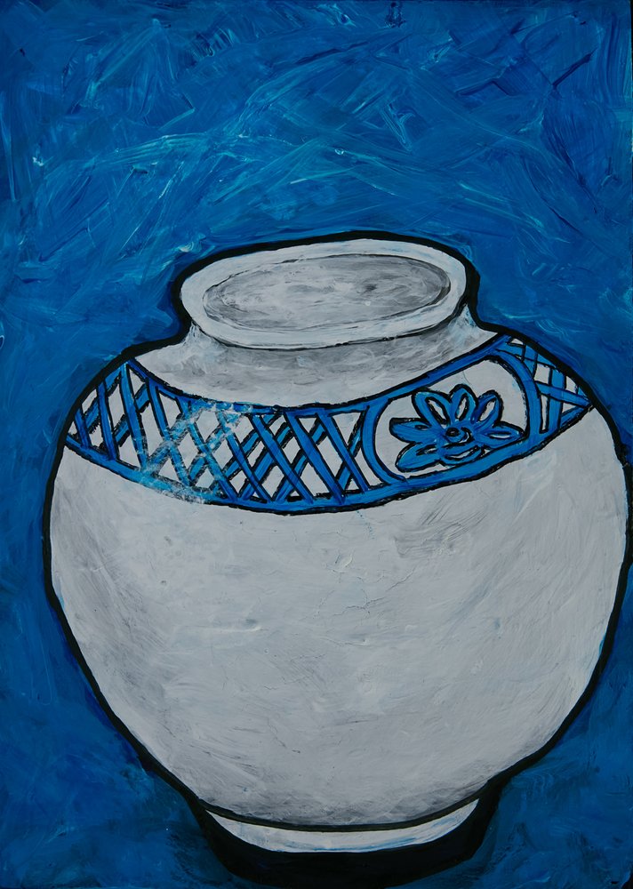 Vaso de cerâmica com motivos de Dale Hefer & Family