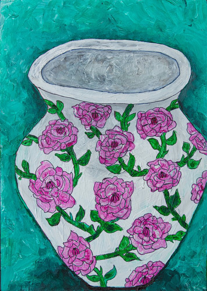 Vaso com rosas cor-de-rosa de Dale Hefer & Family
