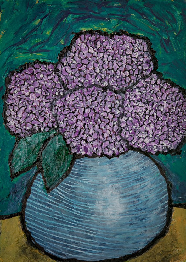 Hortênsias roxas vibrantes de Dale Hefer & Family