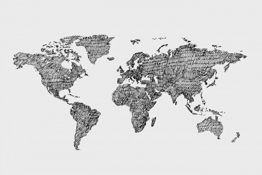 Esboço do mapa-múndi de Danushka Abeygoda