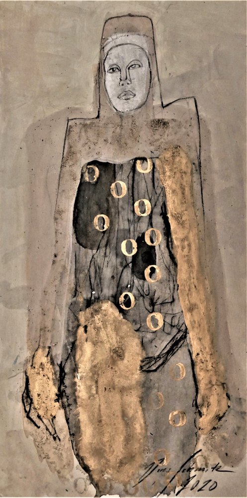 Figura Dourada Abstrata de Doris Schmitz