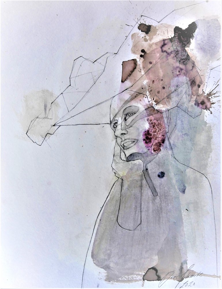 Retrato Abstrato e Pensativo de Doris Schmitz