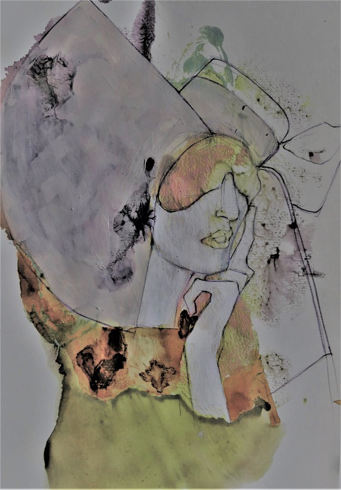 Mulher pensativa (abstrato) de Doris Schmitz