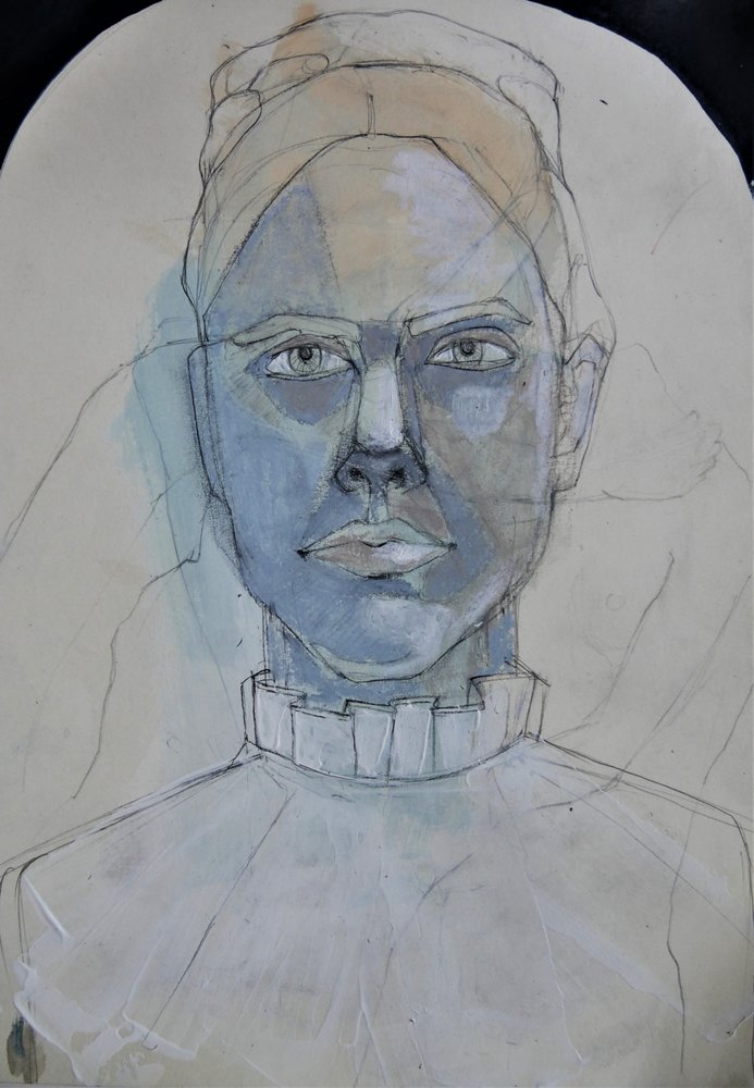 Retrato em Tons de Azul de Doris Schmitz