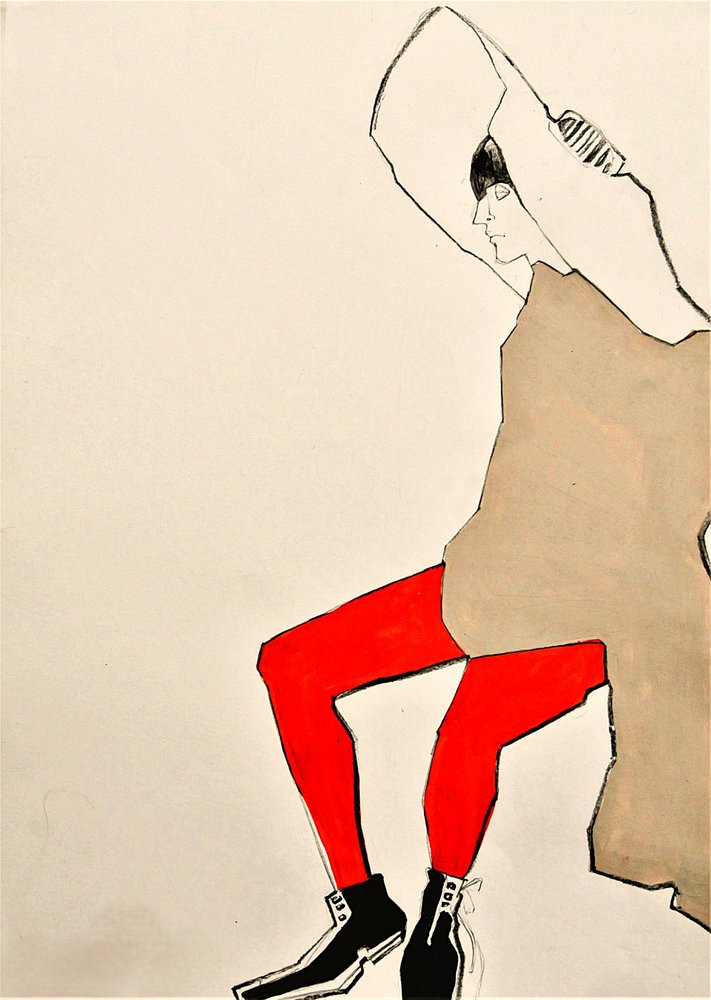Pose de moda em vermelho ousado de Doris Schmitz