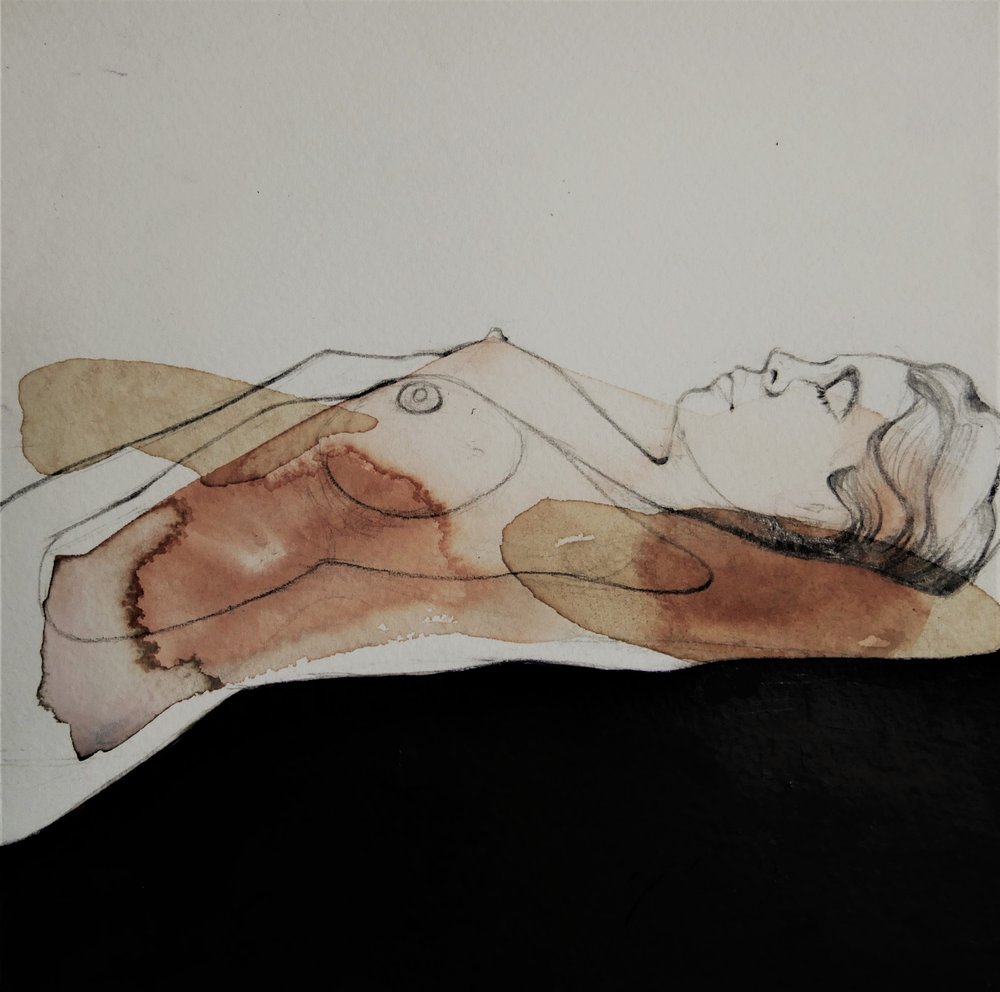 Nu em aquarela serena de Doris Schmitz
