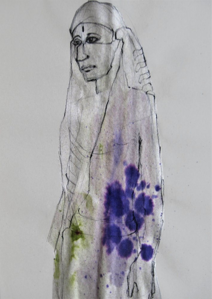 Retrato a tinta colorida de Doris Schmitz