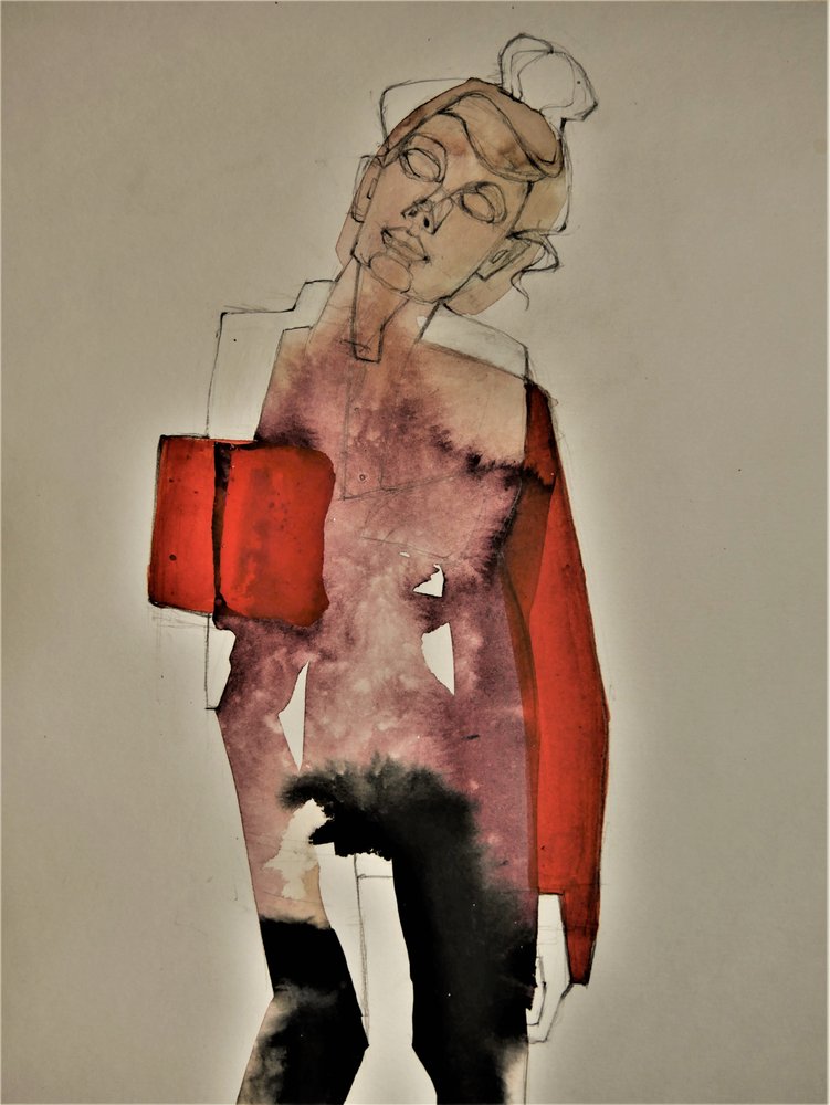 Mulher Vermelha Contemplativa de Doris Schmitz