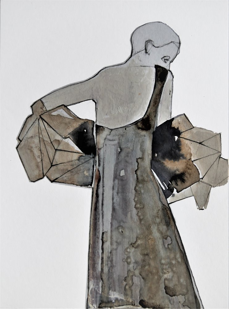 Mulher Contemplativa de Cinza de Doris Schmitz