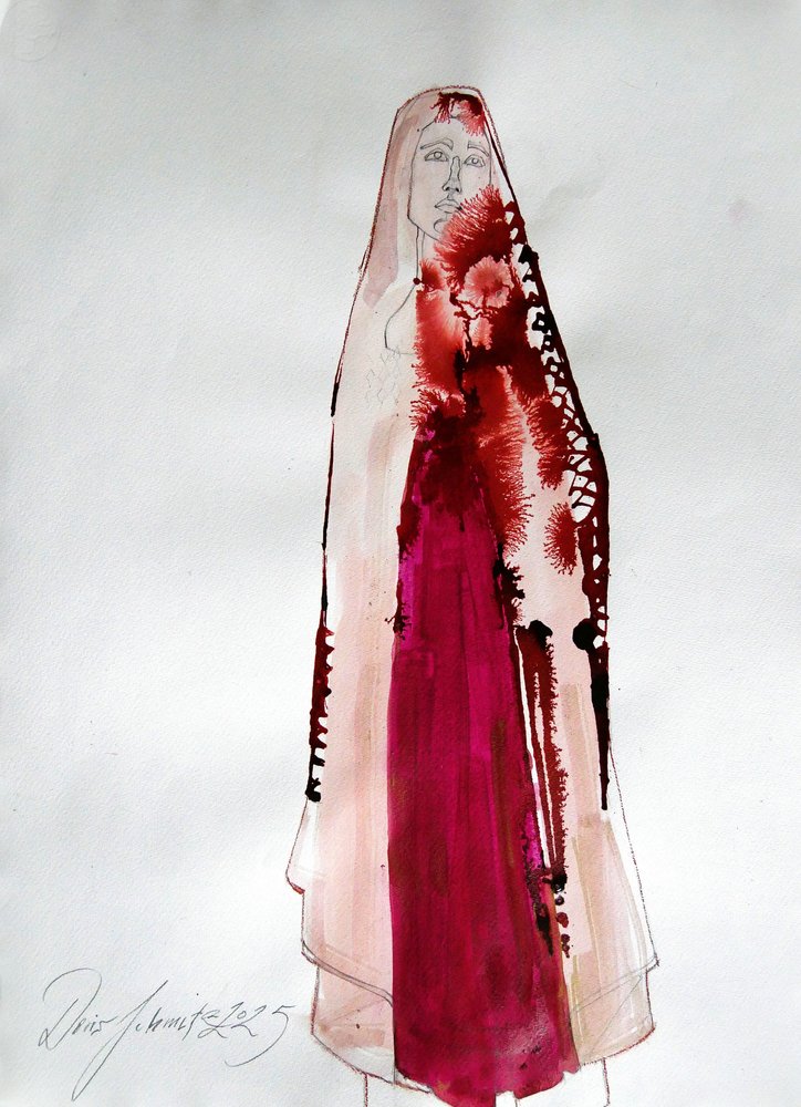 Figura Envolvida em Tecido Carmesim de Doris Schmitz
