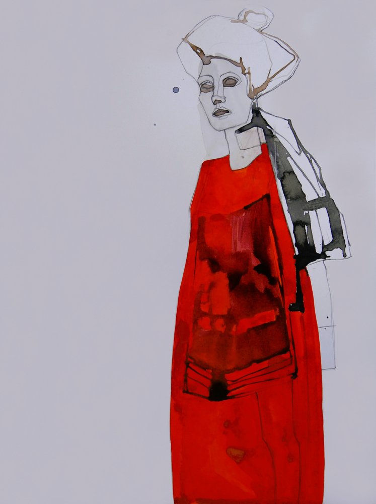 Mulher elegante de vermelho de Doris Schmitz