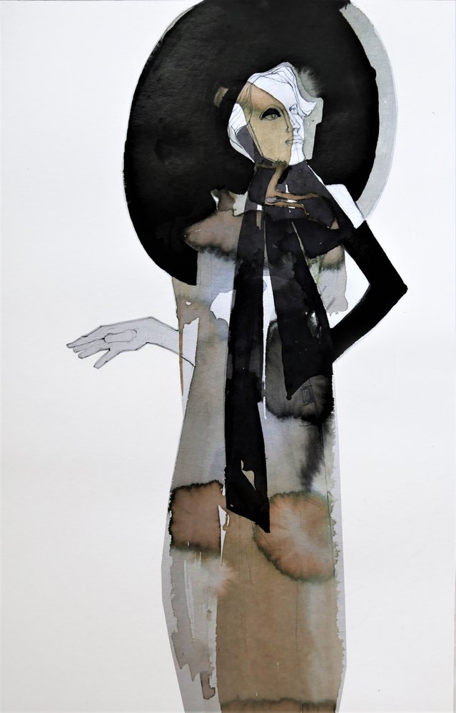 Mulher elegante com chapéu de Doris Schmitz