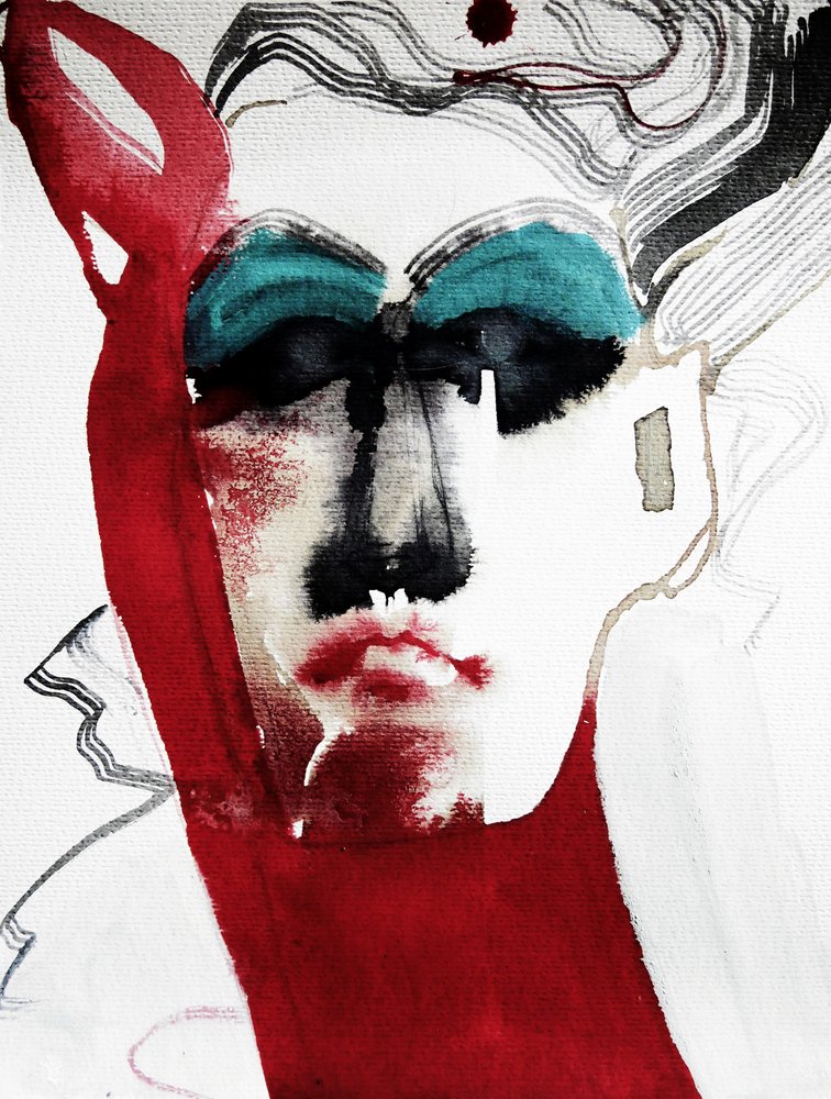 Retrato Expressivo em Vermelho de Doris Schmitz