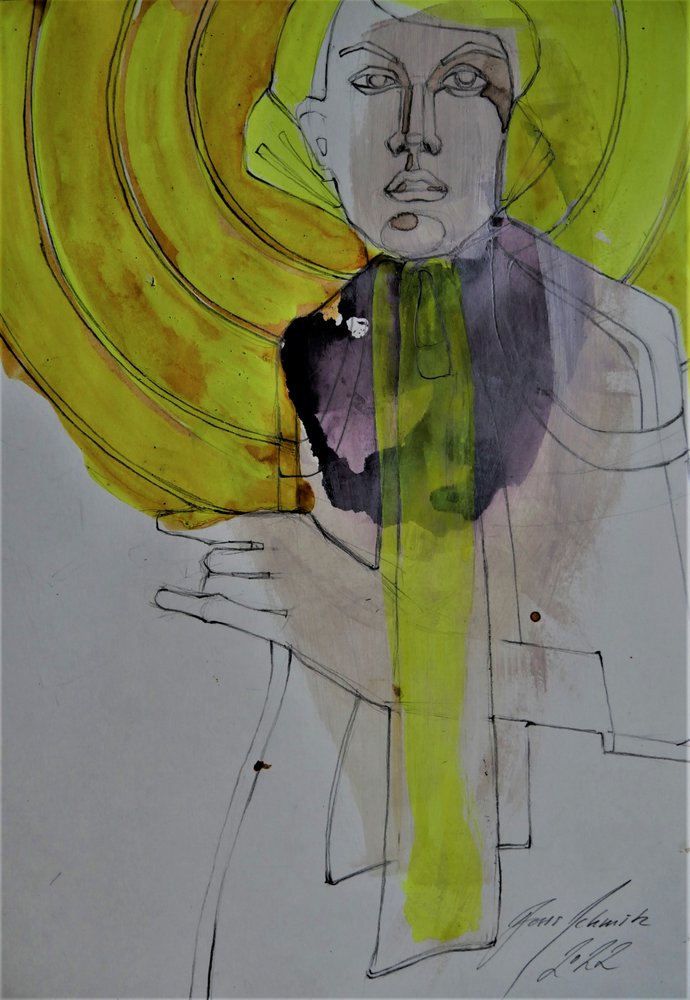 Retrato Amarelo Expressivo de Doris Schmitz