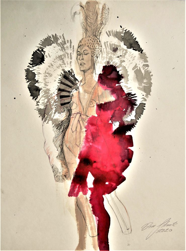 Mulher Empenada de Vermelho de Doris Schmitz