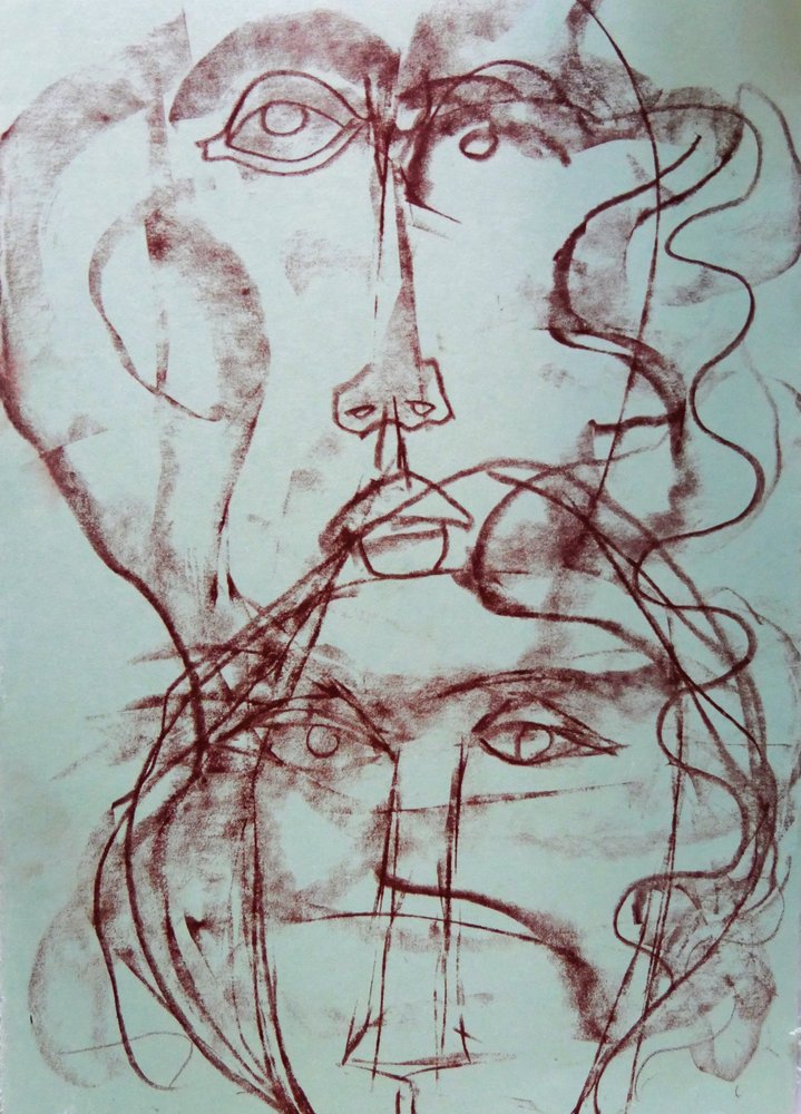 Rostos abstratos entrelaçados de Doris Schmitz