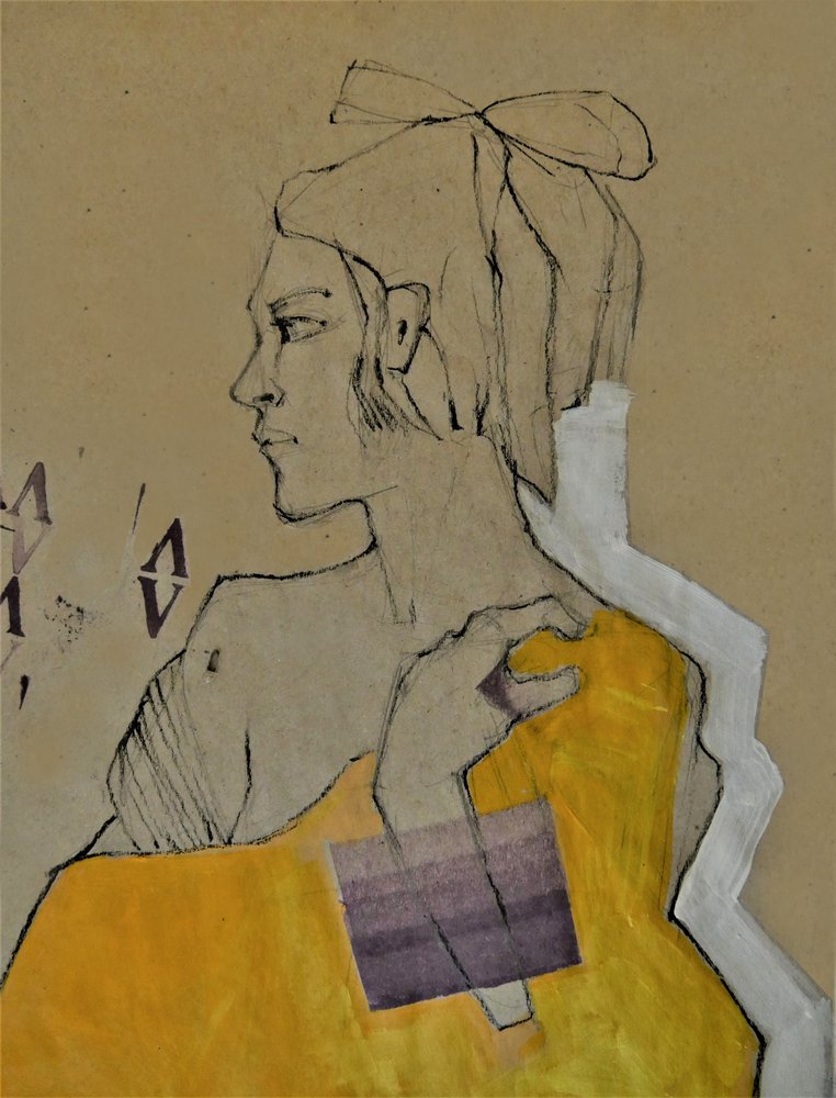Retrato Amarelo Pensativo de Doris Schmitz