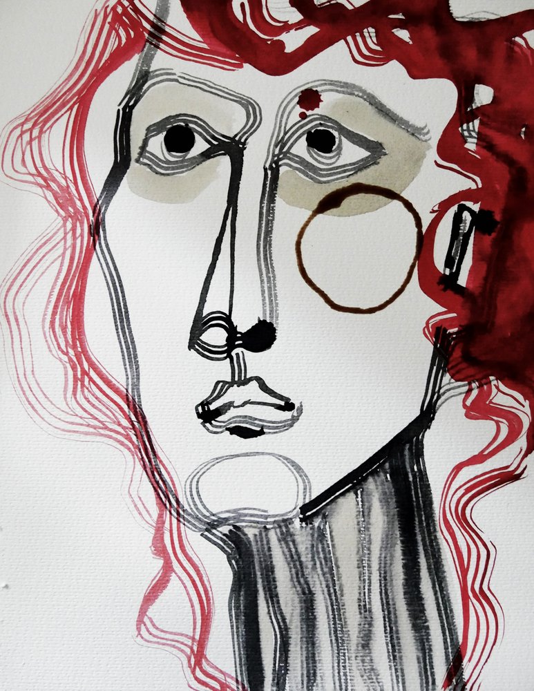 Rosto abstrato de cabelo ruivo de Doris Schmitz