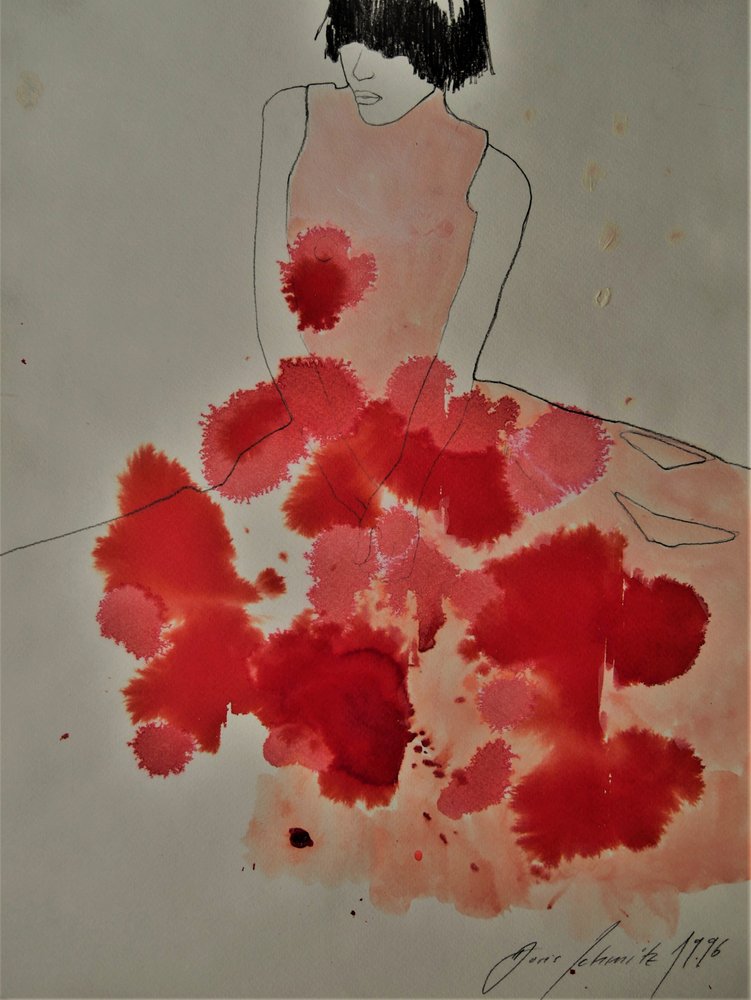 Vestido de Tinta Vermelha de Doris Schmitz