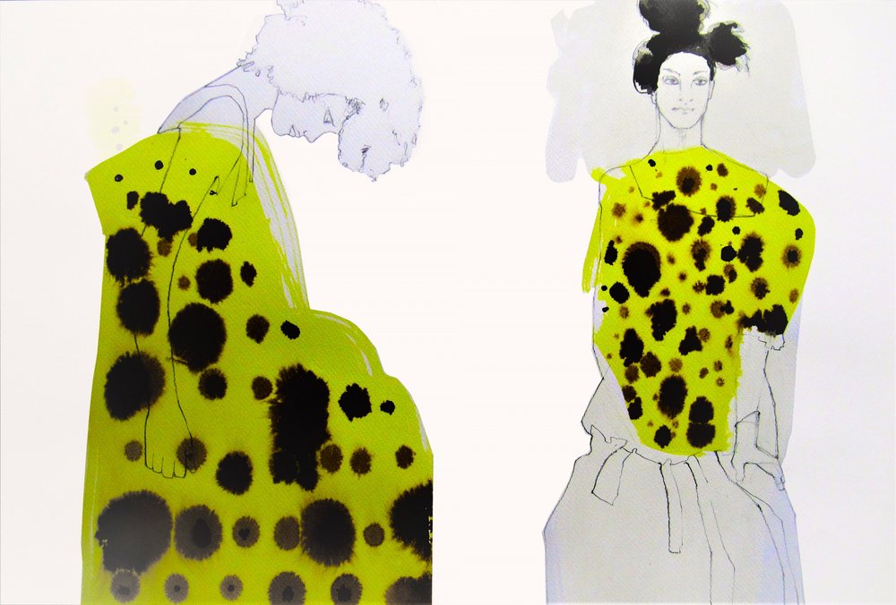 Moda com padrões coloridos e salpicados de Doris Schmitz