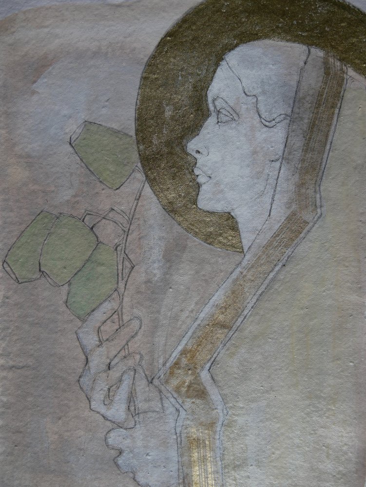 Mulher com uma auréola dourada de Doris Schmitz
