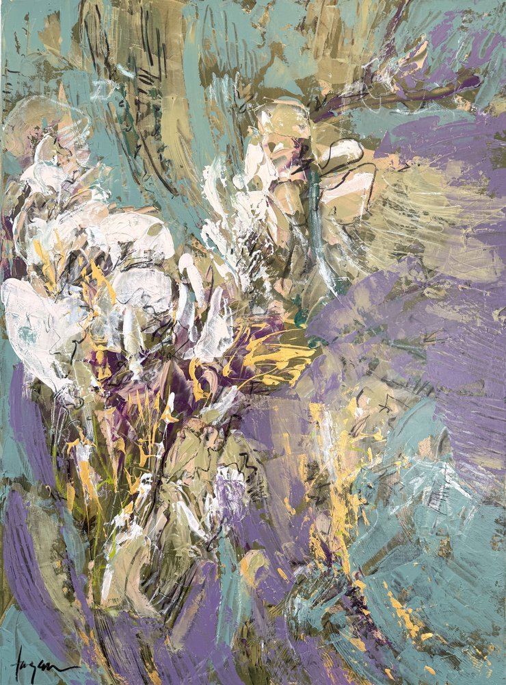 Flores roxas abstratas de Dorothy Fagan