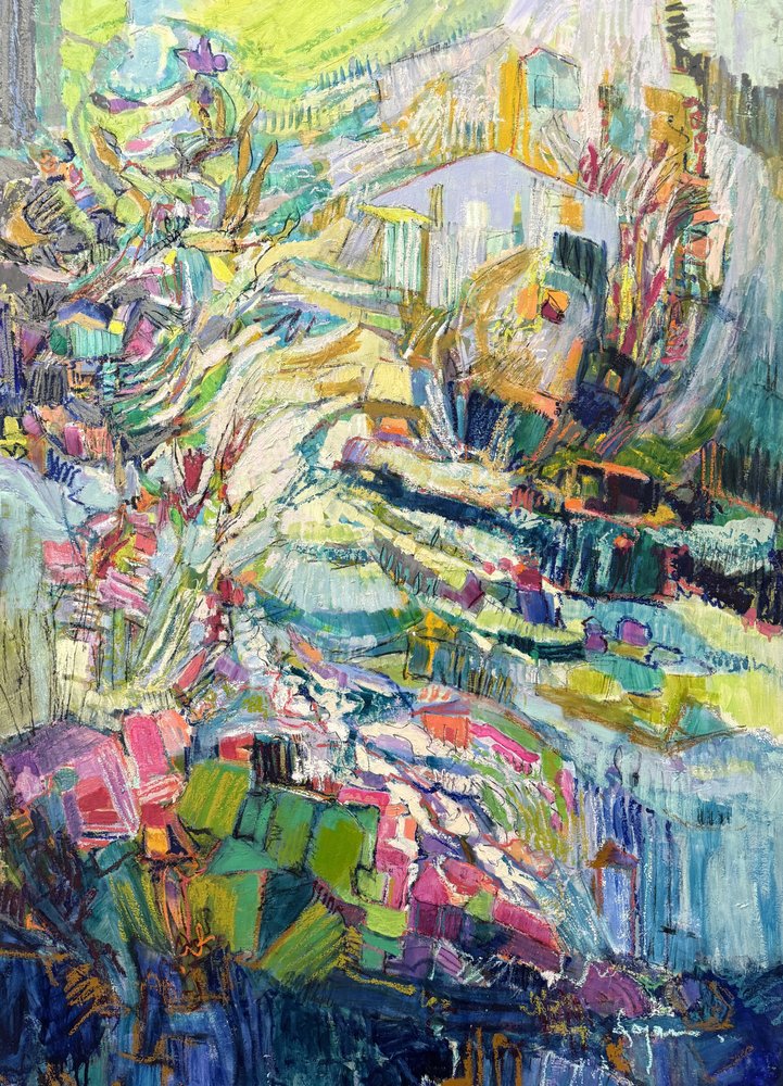 Aldeia abstrata e colorida de Dorothy Fagan