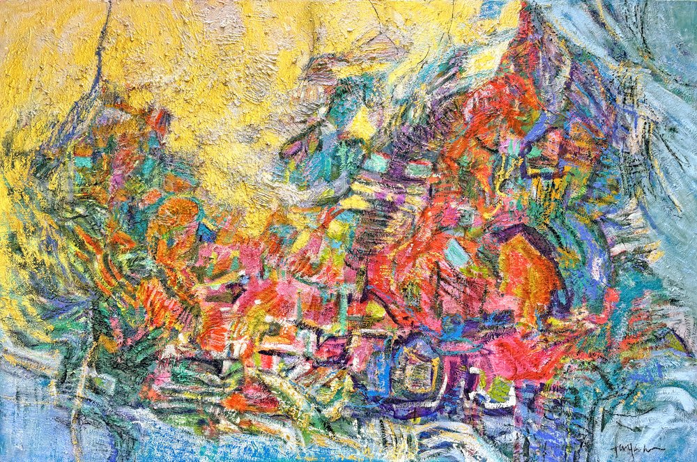 Paisagem urbana abstrata e vibrante de Dorothy Fagan