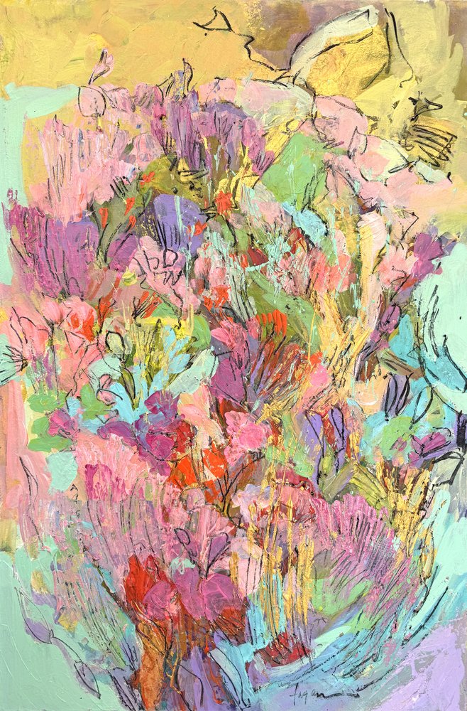 Flores vibrantes no jardim de Dorothy Fagan