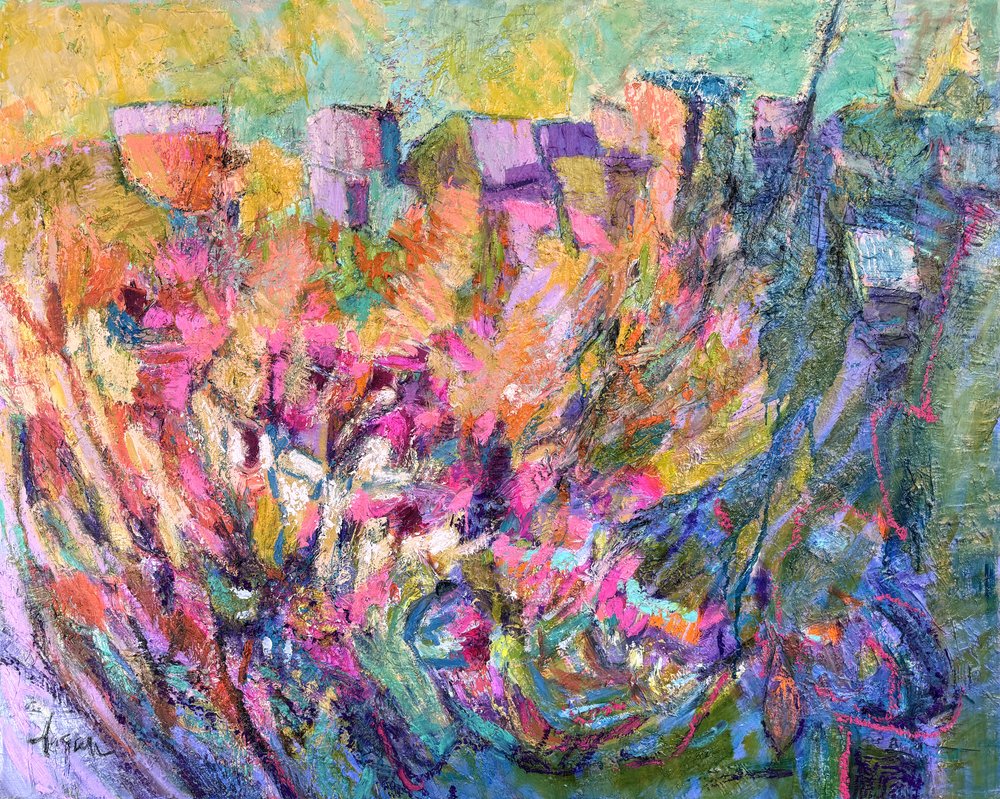 Flores vibrantes na encosta de Dorothy Fagan