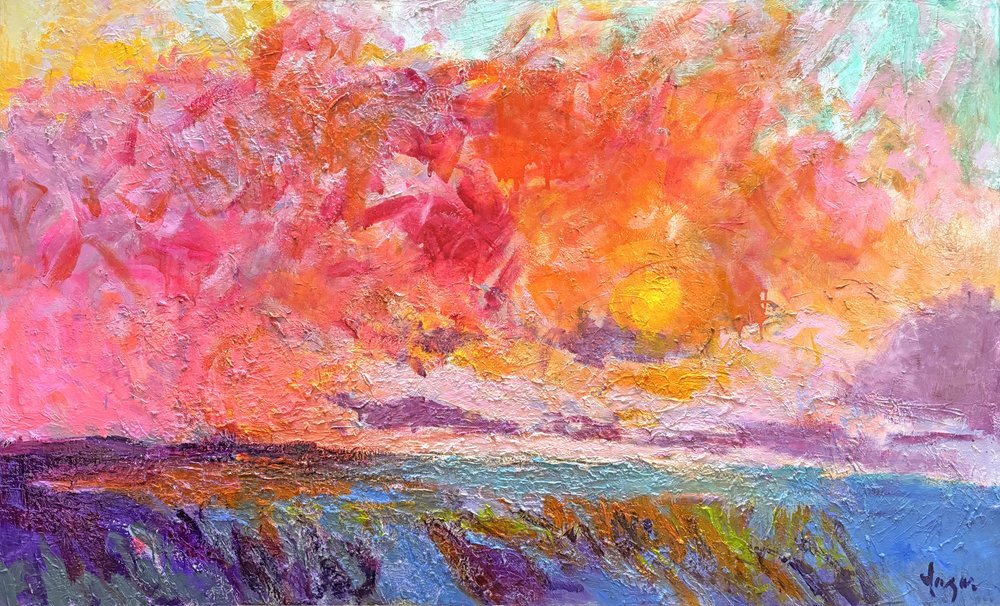 Paisagem marítima com um pôr-do-sol vibrante de Dorothy Fagan