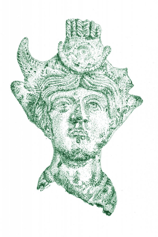 Busto de deusa coroada de EC Mazur